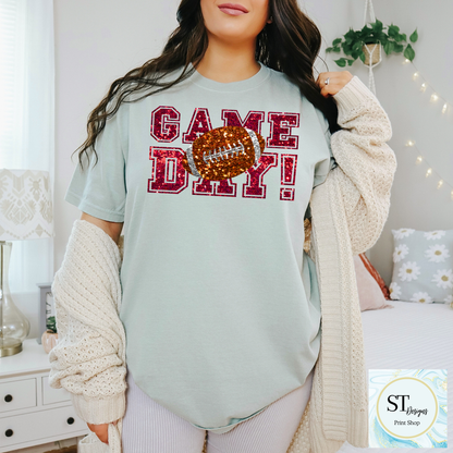 Red Glitter Game Day Football