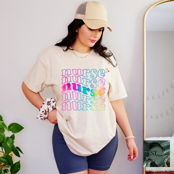 Stacked Nurse tie dye T-Shirt