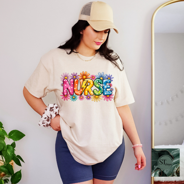 Nurse Rainbow Daisy T-Shirt