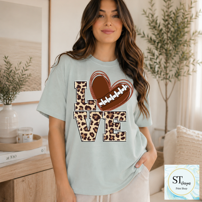 Leopard Glitter Print LOVE Football