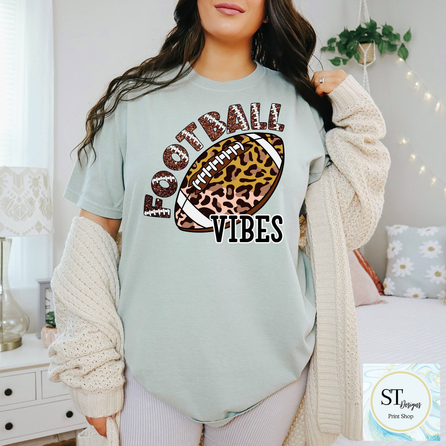 Cheetah Glitter Football Vibes