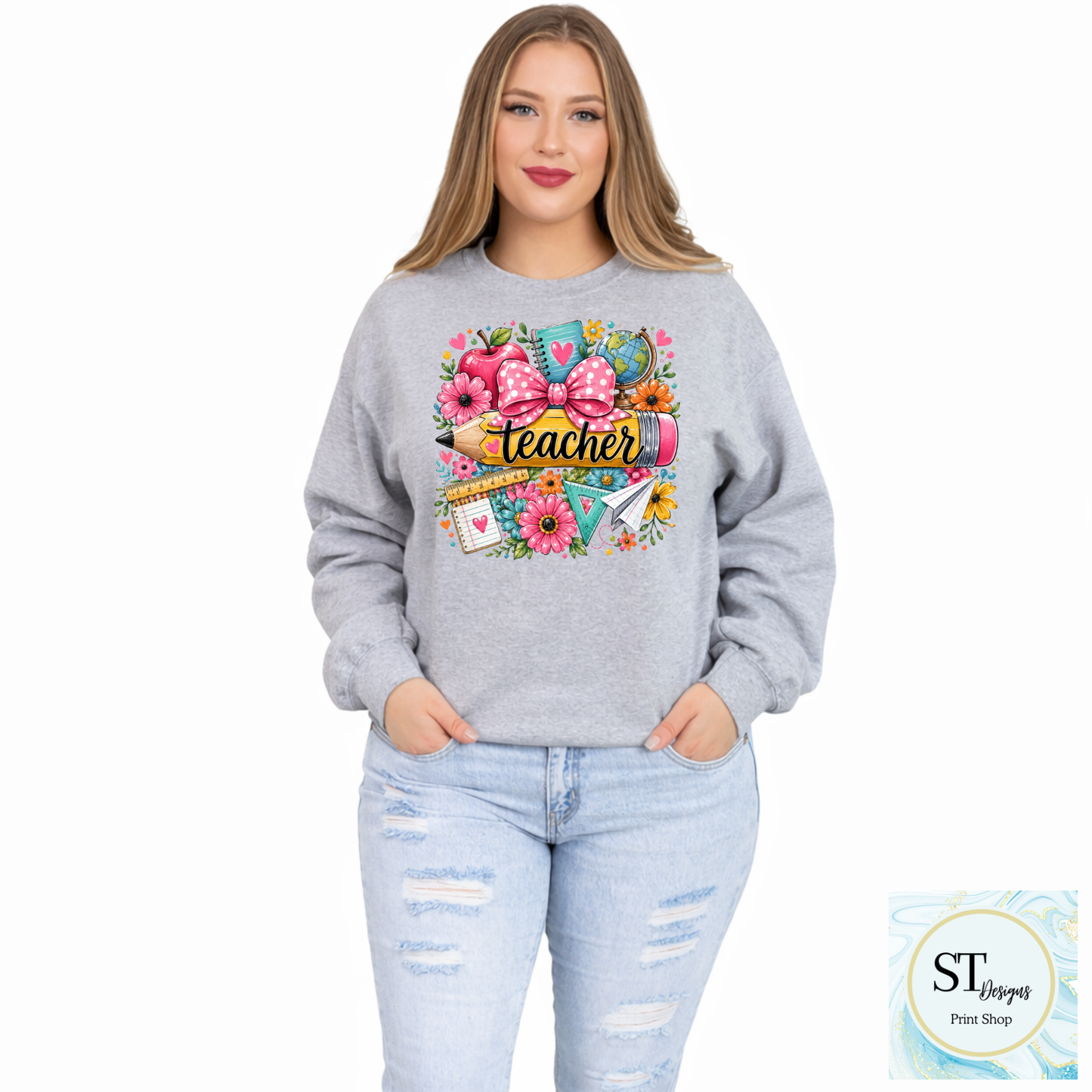 Cute Teacher Graphic T-Shirt | Pencil & Floral Teacher Shirt | Back to School Teacher Tee | Teacher Appreciation Gift | Unisex S-5XL