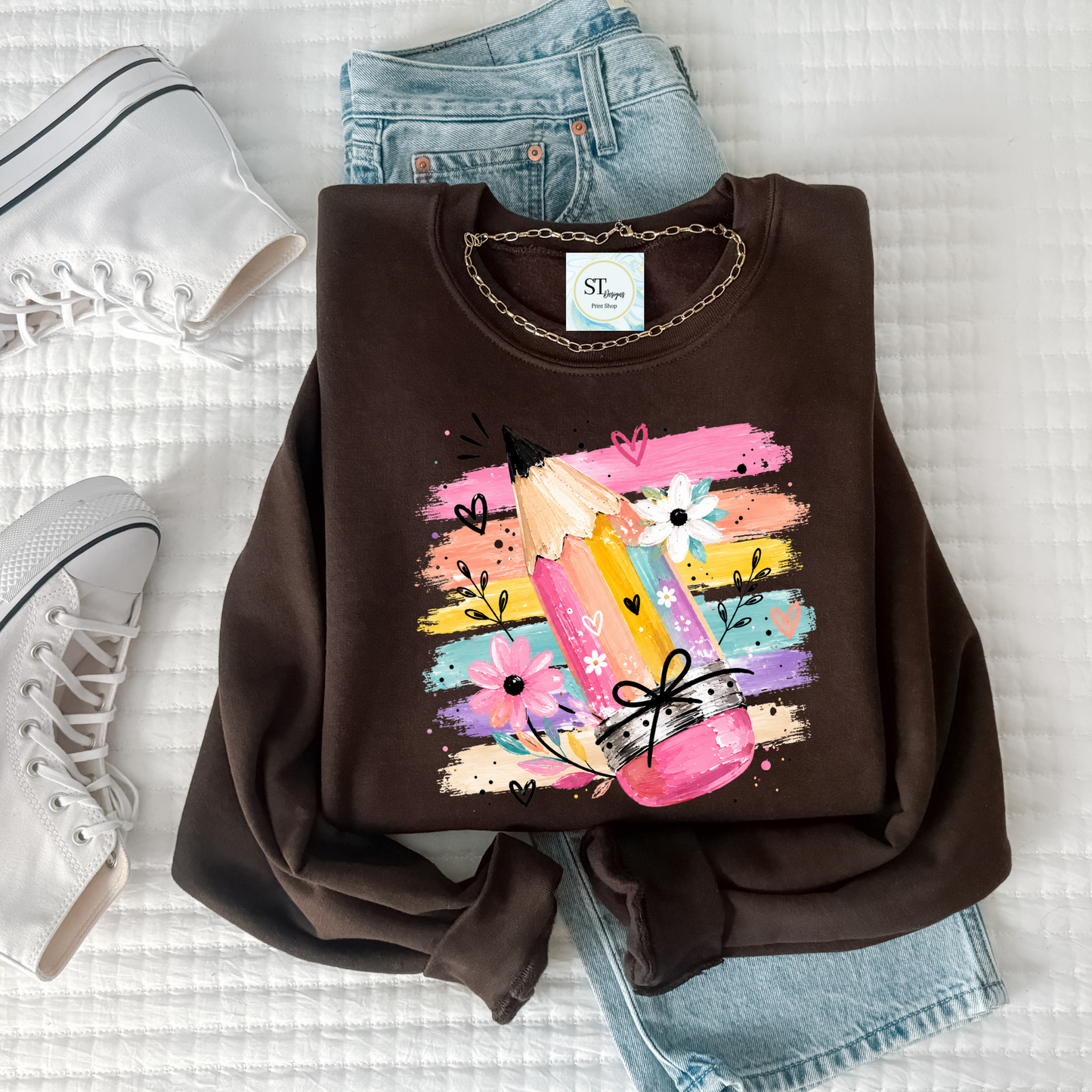 Colorful Pencil Teacher Shirt | Cute Back to School Graphic Tee | Teacher Appreciation Gift | Classroom T-Shirt