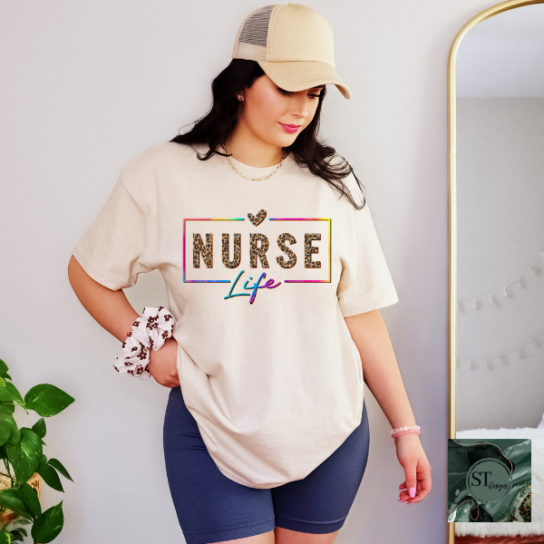 Nurse Life Cheetah print T-Shirt