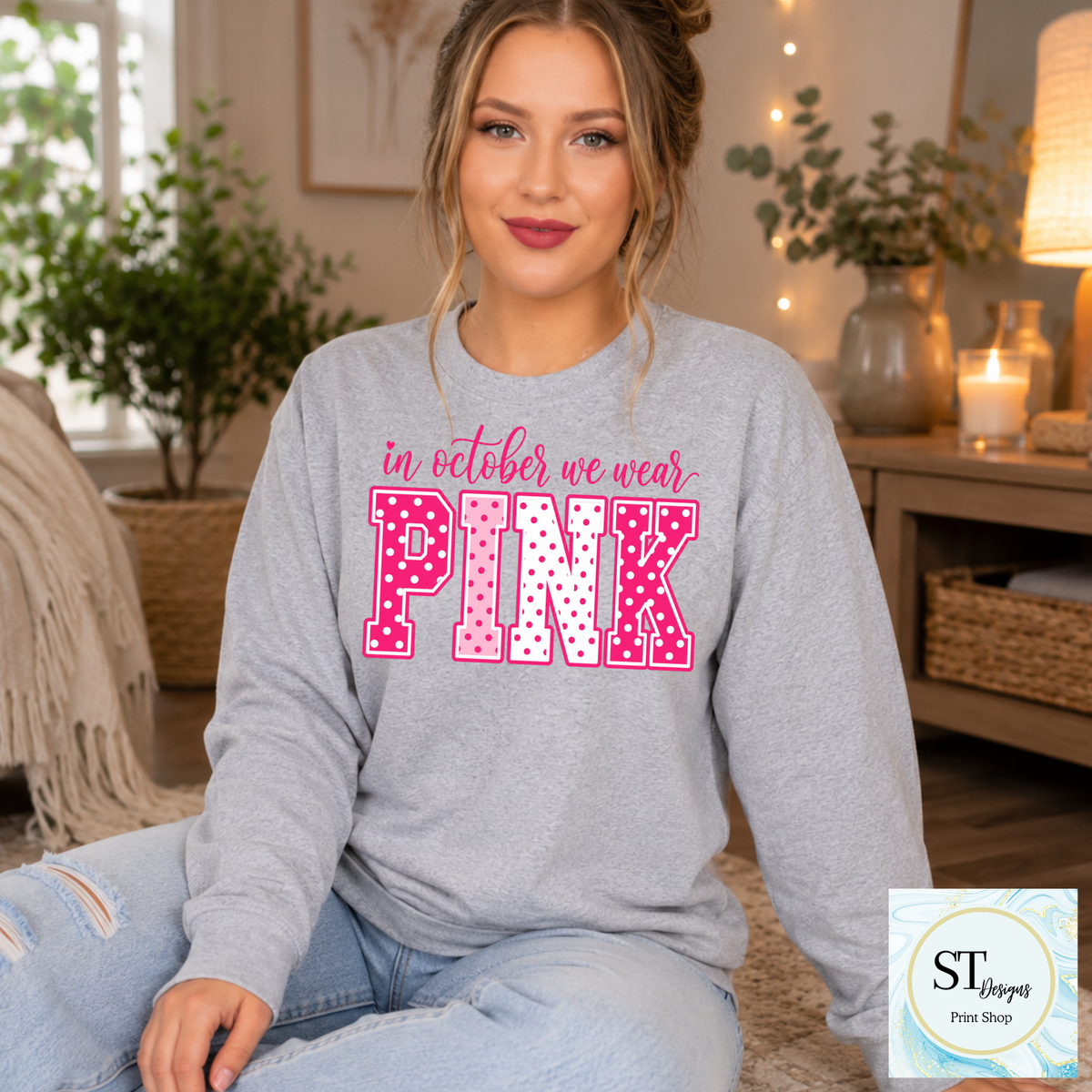 October Pink Varsity Graphic Tee