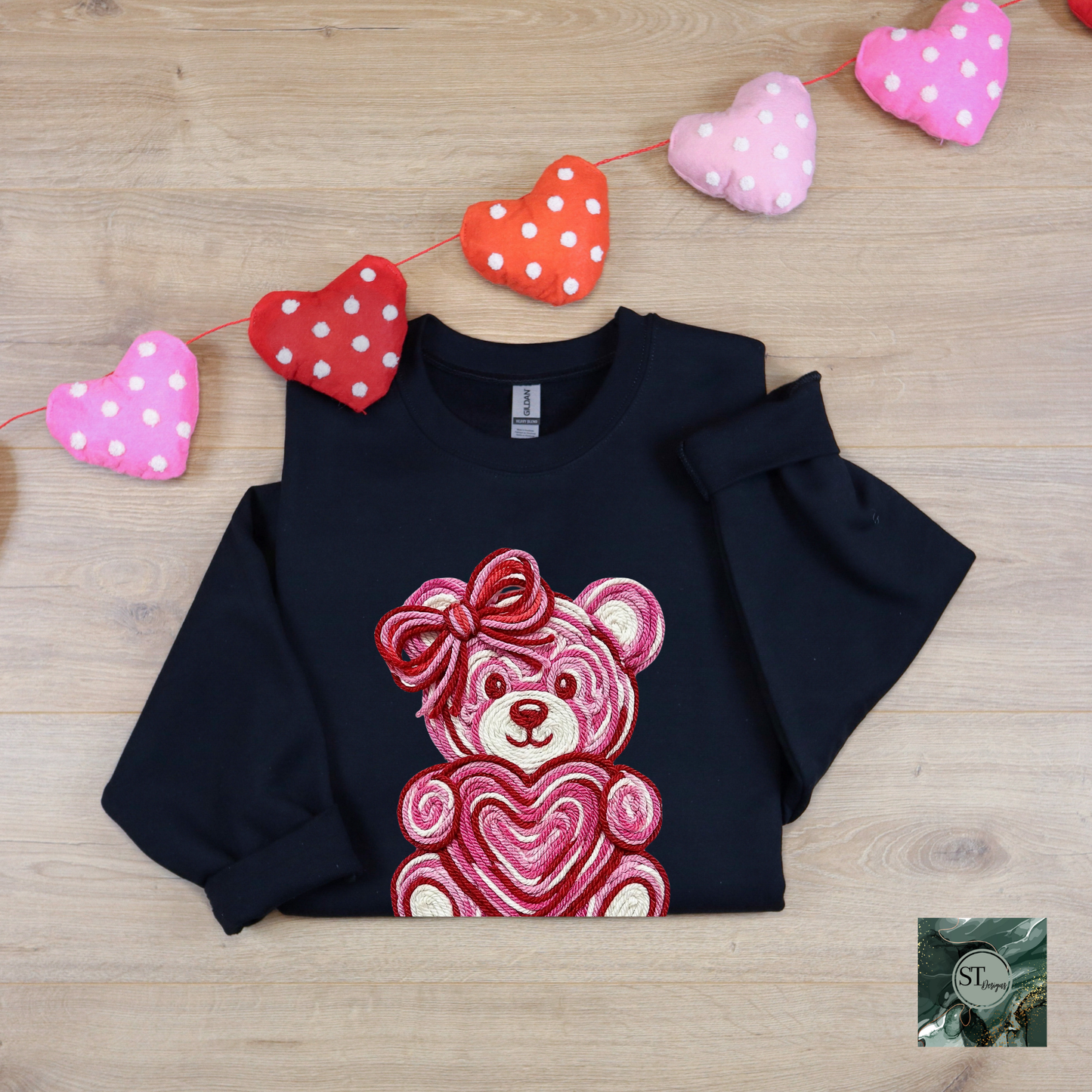 Faux Yarn Heart Teddy Bear