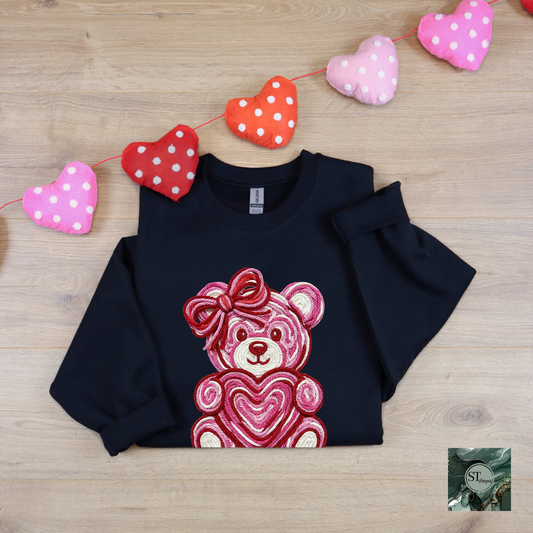 Faux Yarn Heart Teddy Bear