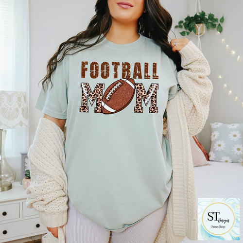 Leopard Distressed Glitter Football Mom