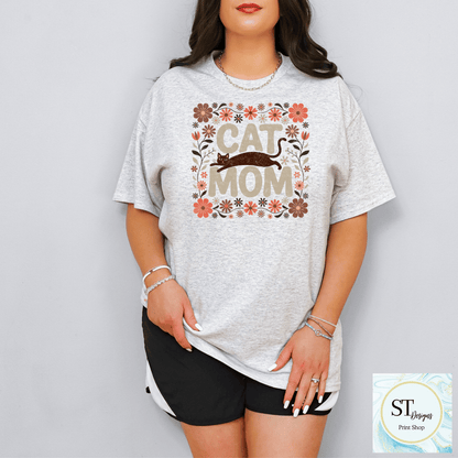Cat Mom Floral Cat Lover