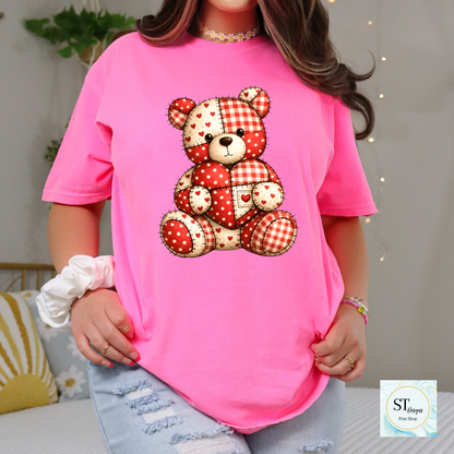 Faux Patch Heart Teddy Bear