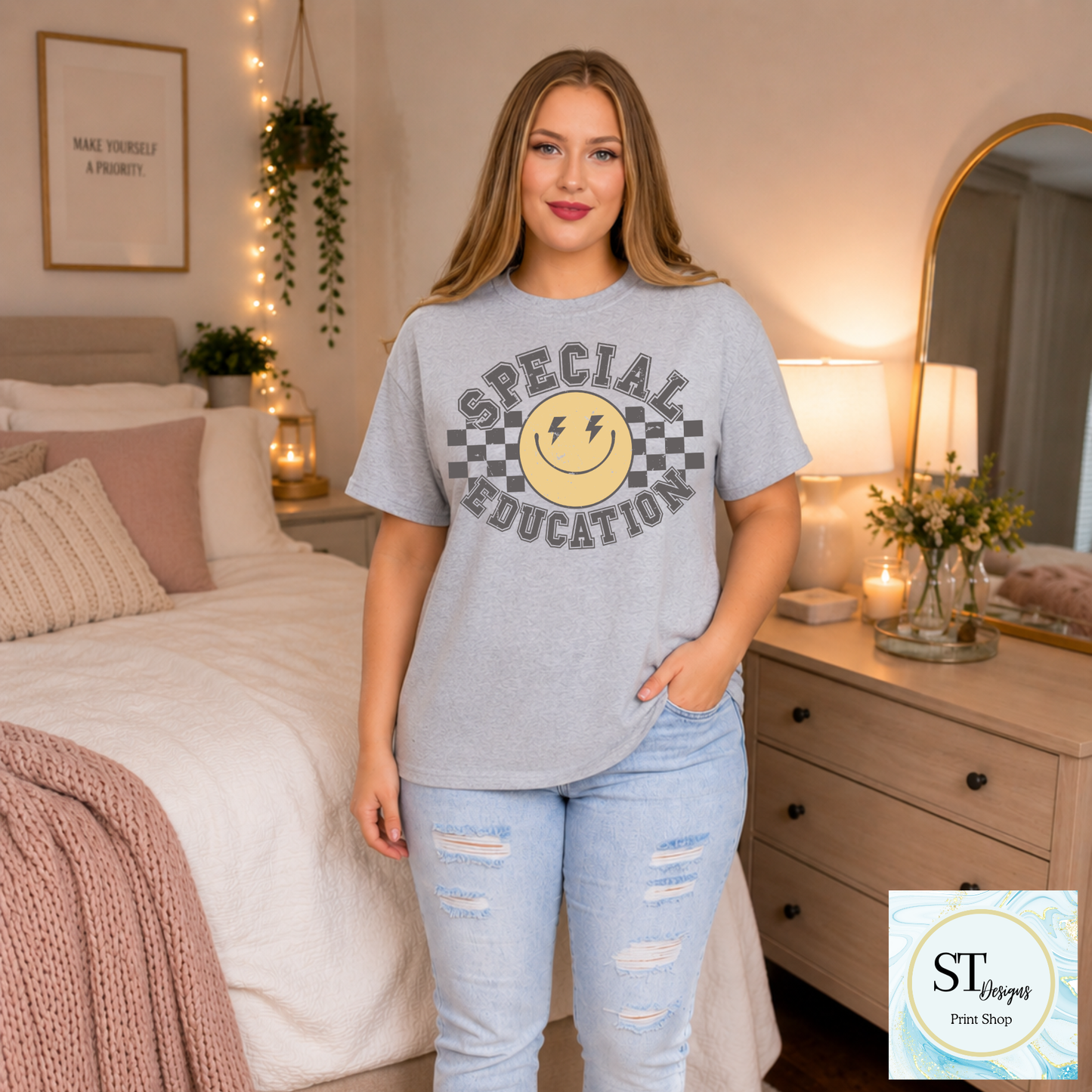 Special Education Smiley Face Teacher Shirt | Retro SPED Teacher Graphic Tee
