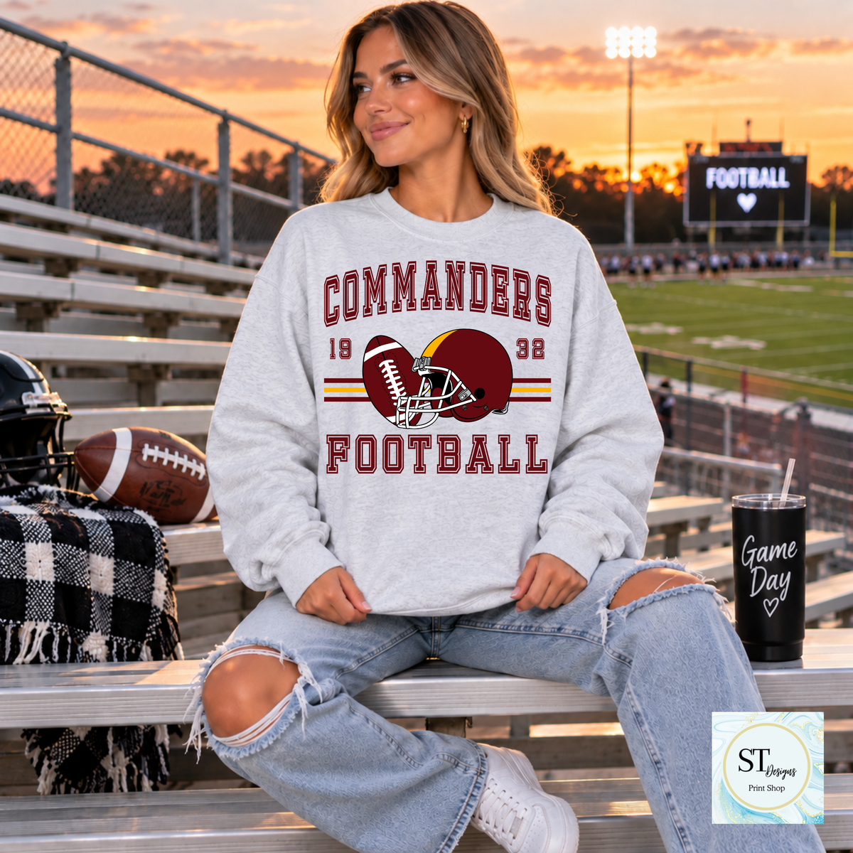 Game Day Football Crewneck Sweatshirt | Choose Your Team + Optional Custom Name & Number