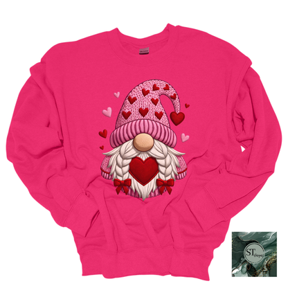Valentines Gnome T-shirt, Long sleeve and crewneck options unisex fit