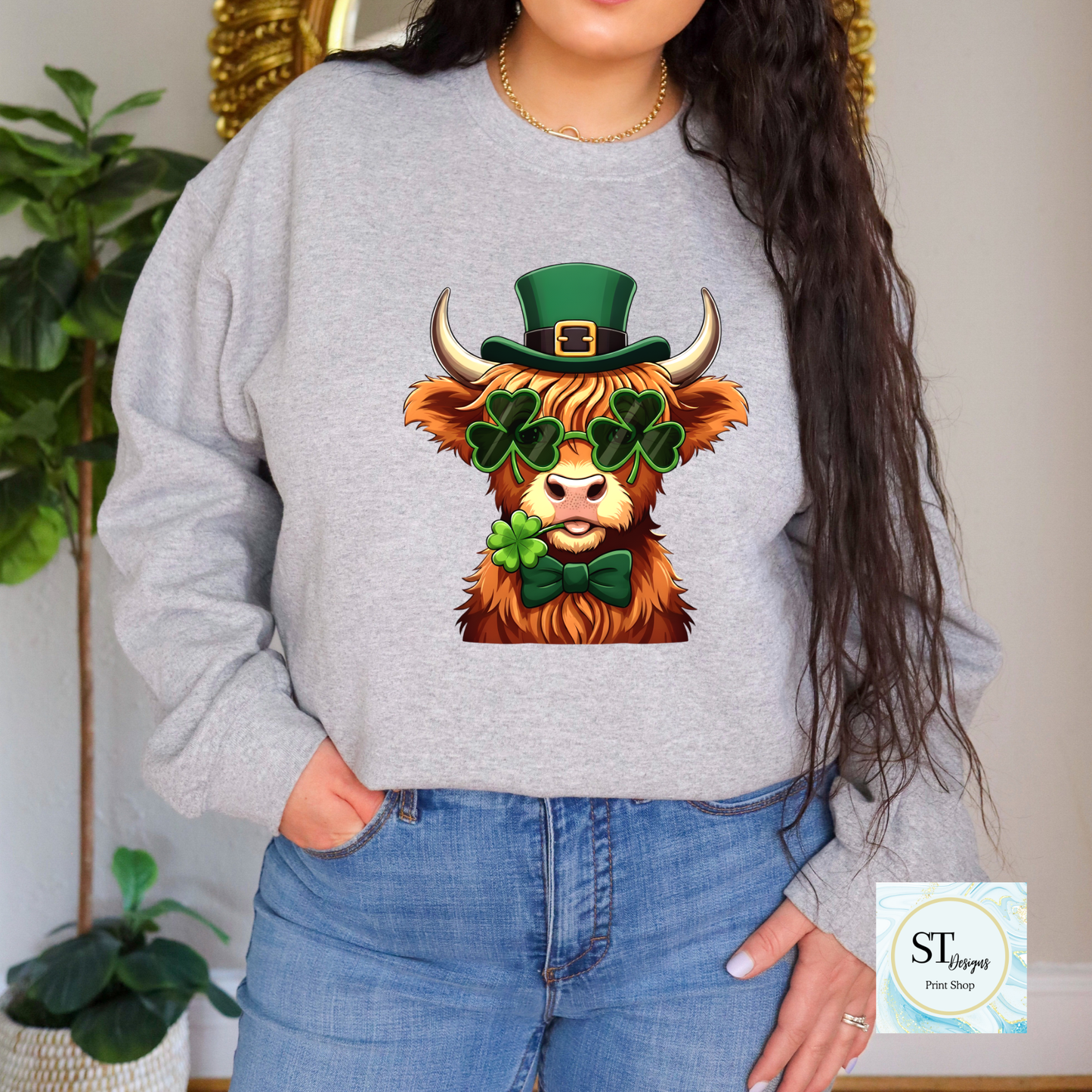 Highland Cow St Pattys Day