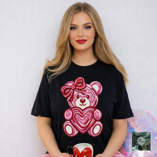 Faux Yarn Heart Teddy Bear