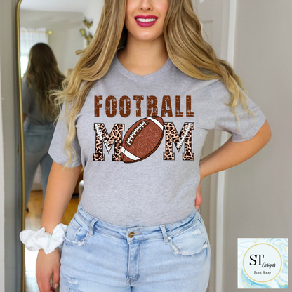 Leopard Distressed Glitter Football Mom