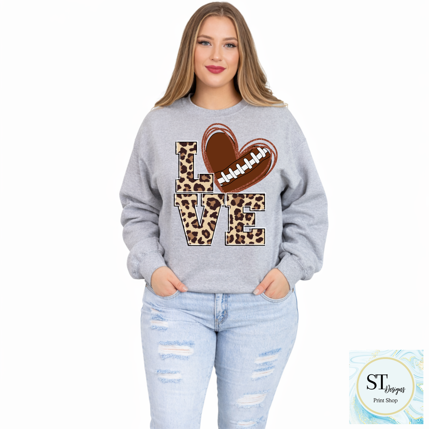 Leopard Glitter Print LOVE Football