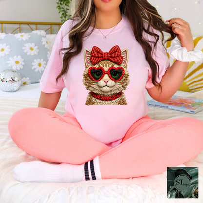 Faux Yarn Valentines Cat