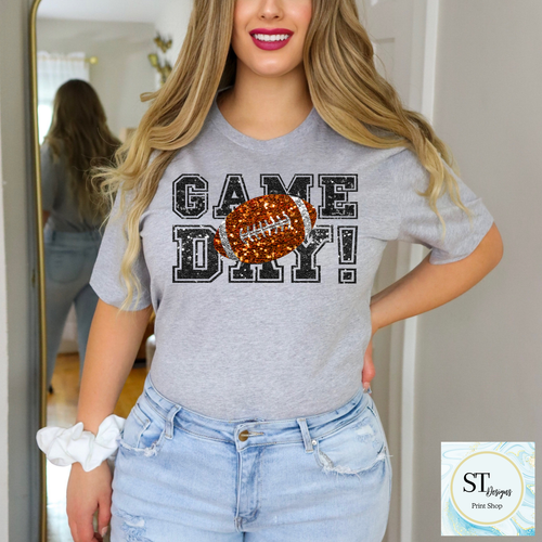 Black Glitter Game Day Football