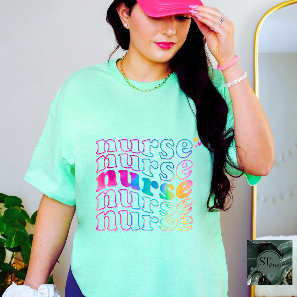 Stacked Nurse tie dye T-Shirt