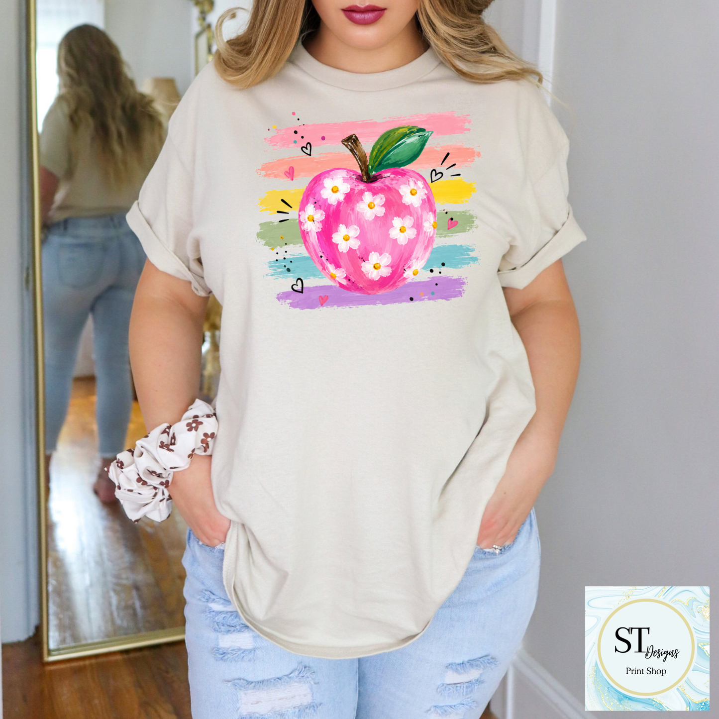 Preppy Teacher Watercolor Apple