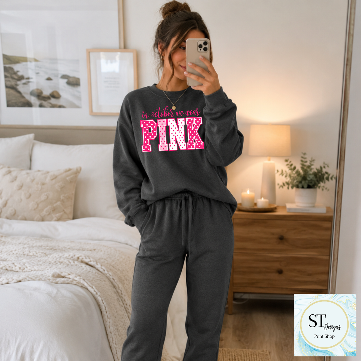 October Pink Varsity Graphic Tee