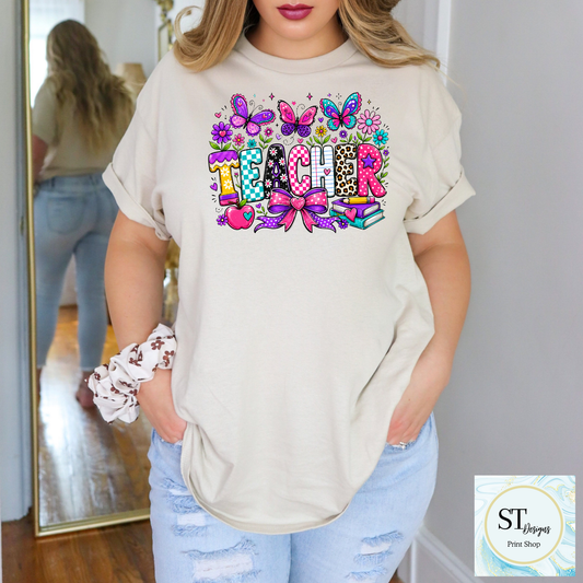 Colorful Butterfly Teacher Crewneck Sweatshirt | Cute Butterfly Floral Teacher Sweatshirt | Teacher Appreciation Gift | Back to School | Unisex S-5XL