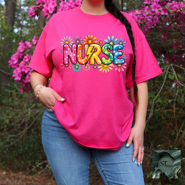 Nurse Rainbow Daisy T-Shirt