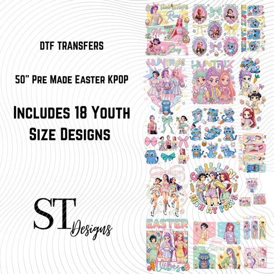 50" YOUTH Pre Made Easter Kpop DTF Gangsheet