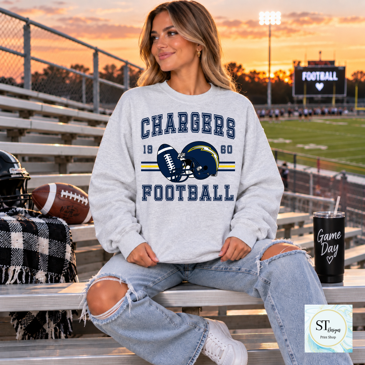 Game Day Football Crewneck Sweatshirt | Choose Your Team + Optional Custom Name & Number