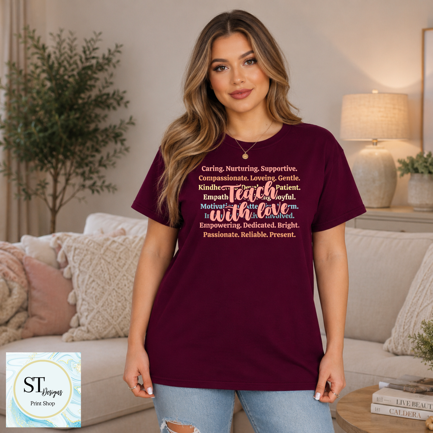 Teach with Love Crewneck Sweatshirt | Inspirational Teacher Sweatshirt | Teacher Appreciation Gift | Unisex S-5XL