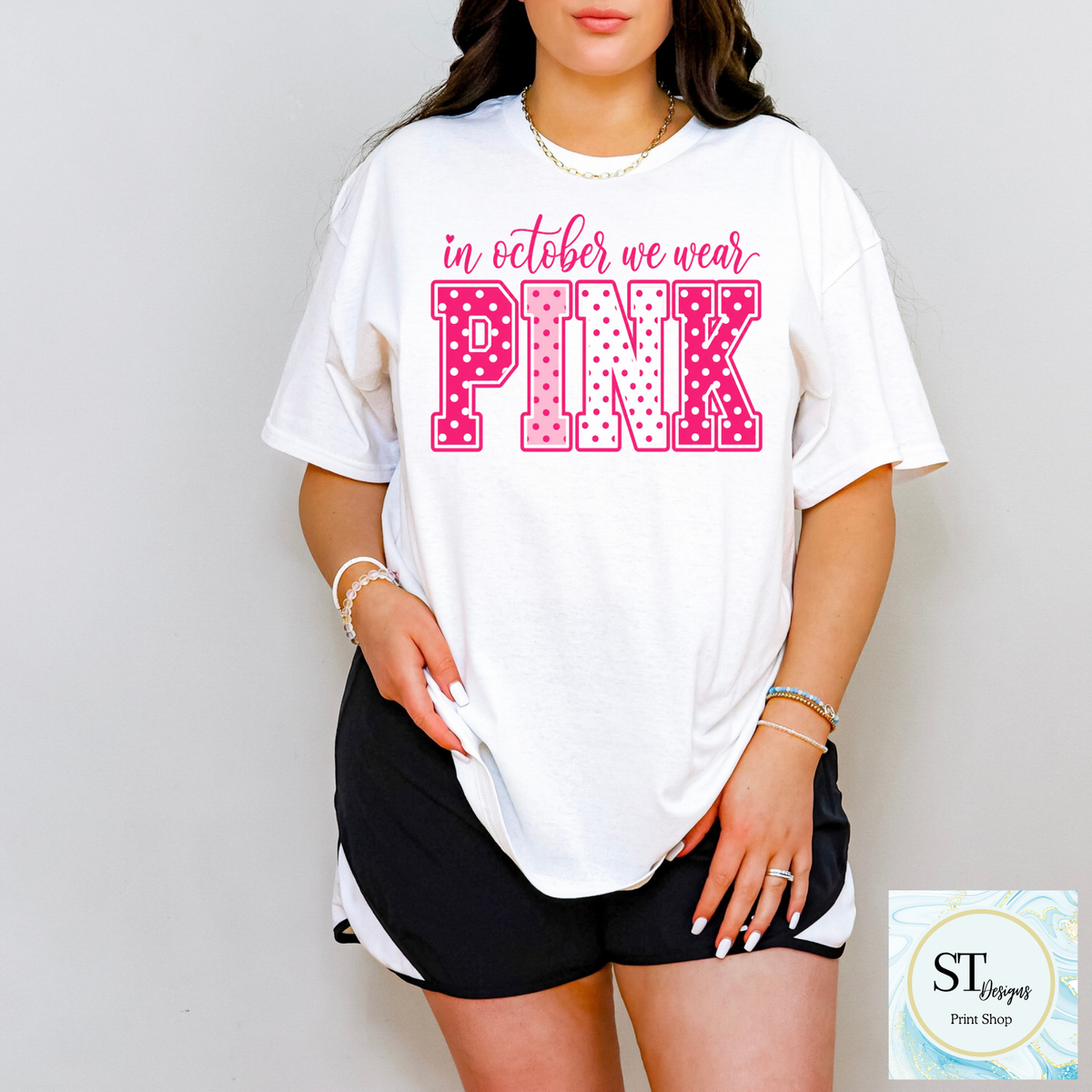 October Pink Varsity Graphic Tee