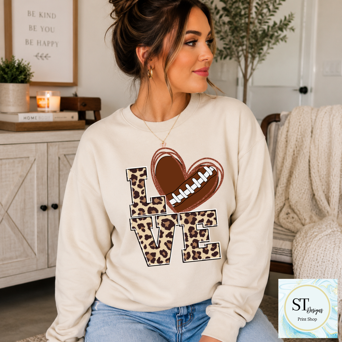 Leopard Glitter Print LOVE Football