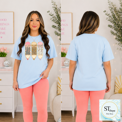 Coquette Pencil Teacher Shirt | Cute Teacher Graphic Tee | Back to School Teacher T-Shirt | Teacher Gift