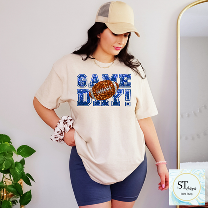 Blue Glitter Game Day Football