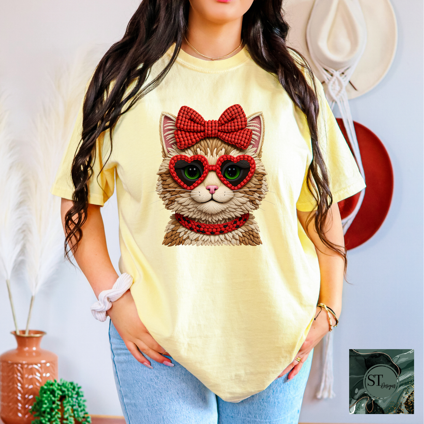 Faux Yarn Valentines Cat