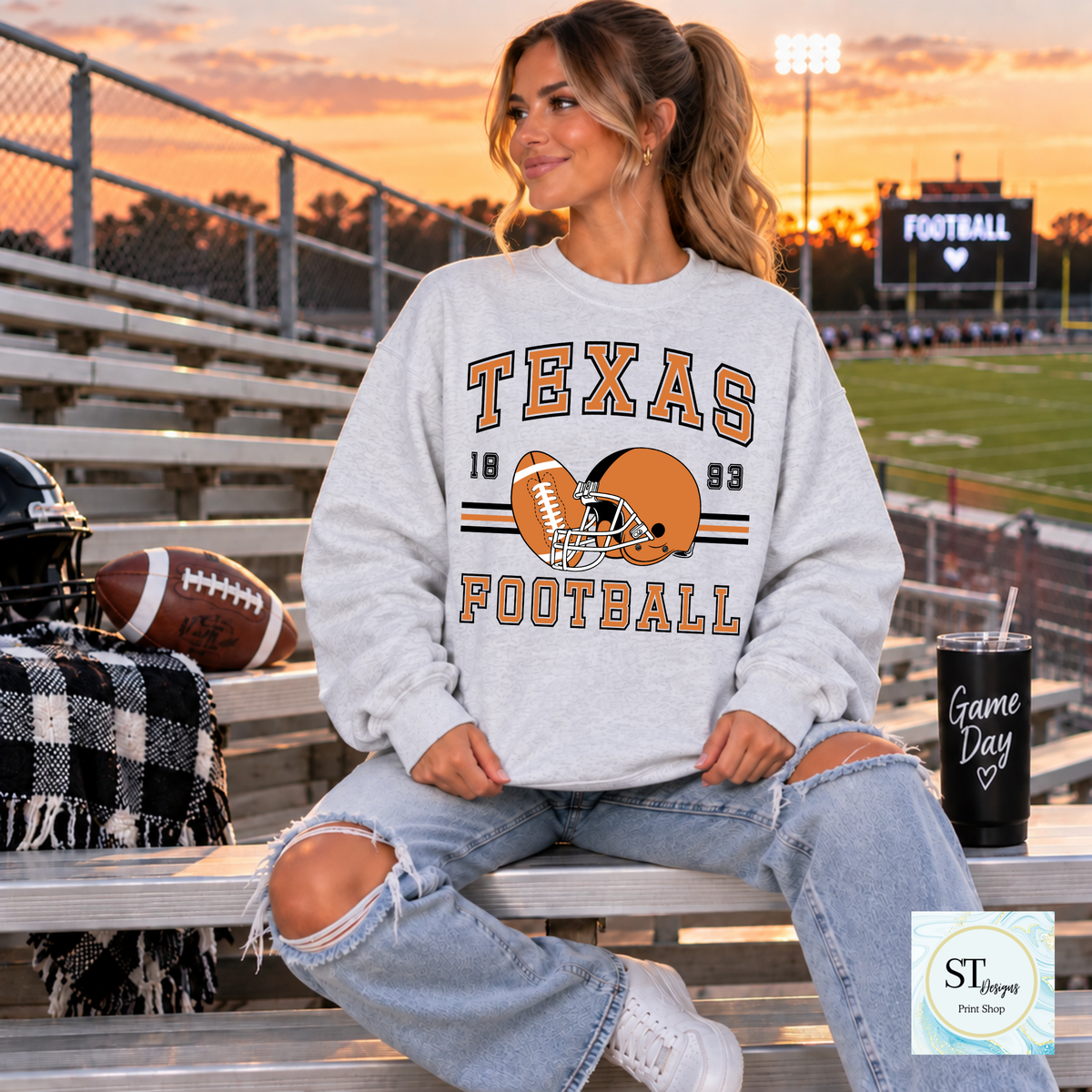 Game Day Football Crewneck Sweatshirt | Choose Your Team + Optional Custom Name & Number