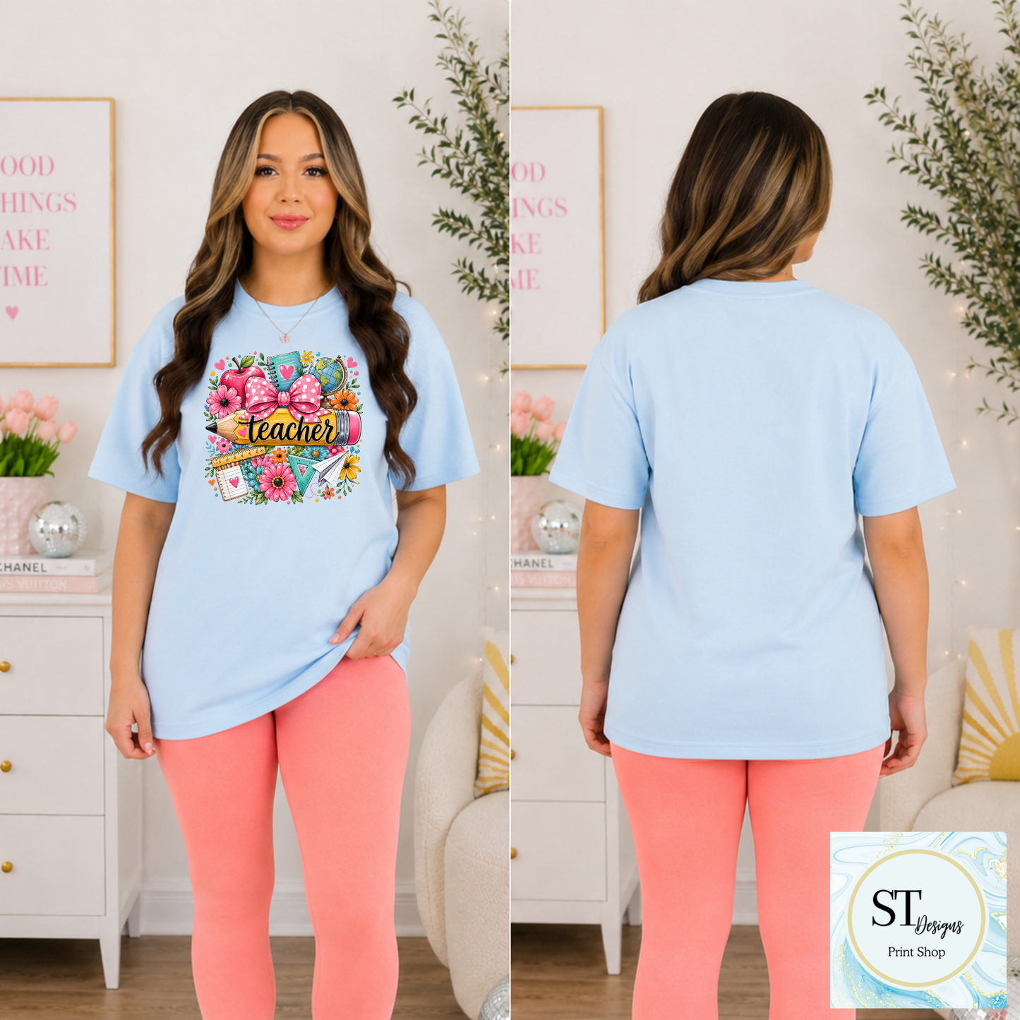 Cute Teacher Graphic T-Shirt | Pencil & Floral Teacher Shirt | Back to School Teacher Tee | Teacher Appreciation Gift | Unisex S-5XL