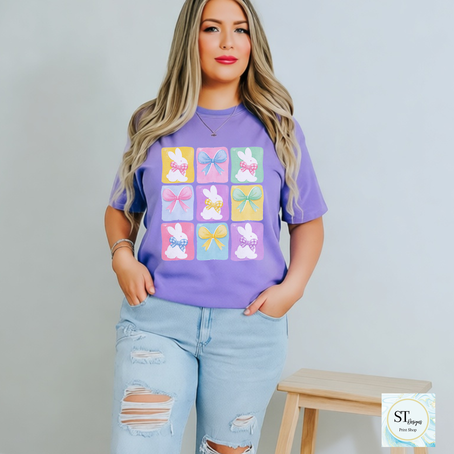 Retro Checkered Easter Bunny