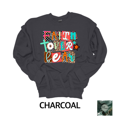 Faith Over Fear Pop Culture Colorful T-shirt and Long sleeve options unisex fit