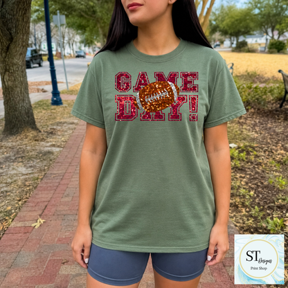 Red Glitter Game Day Football