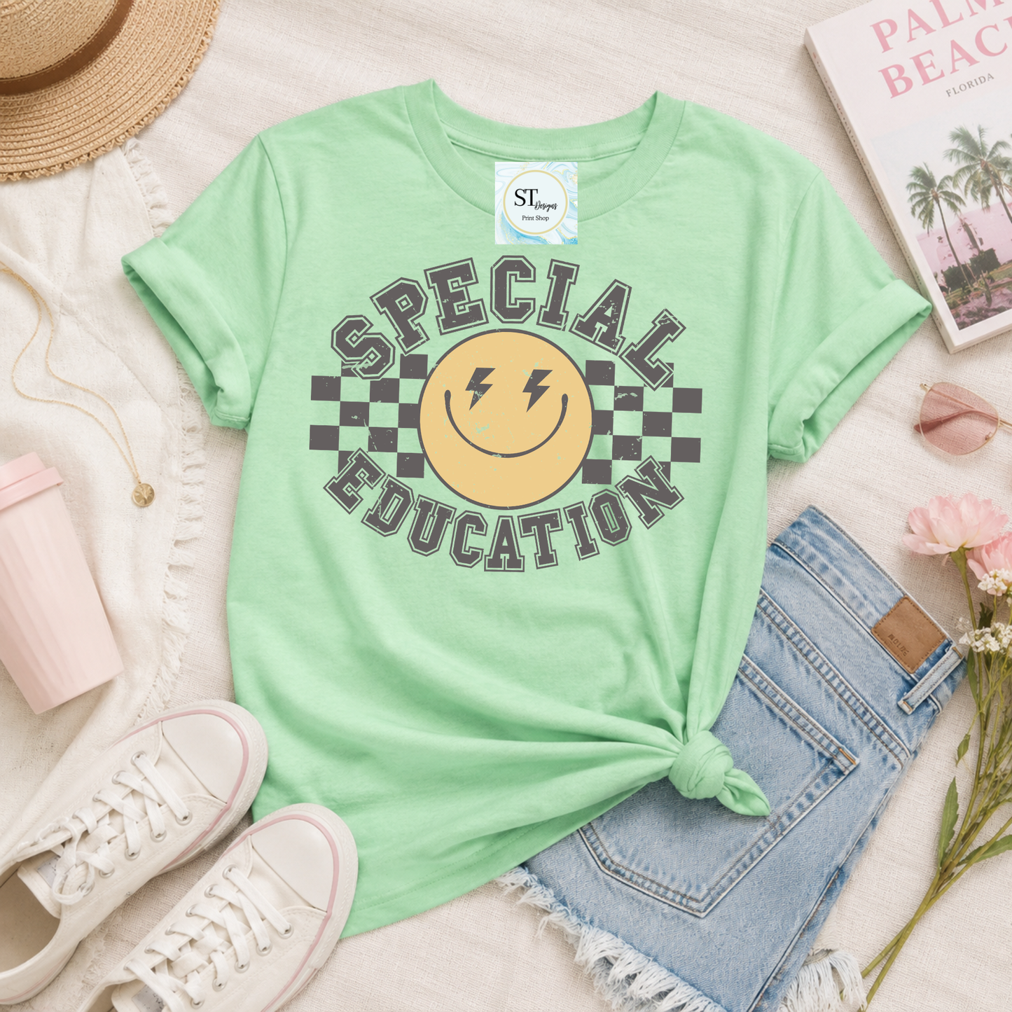 Special Education Smiley Face Teacher Shirt | Retro SPED Teacher Graphic Tee