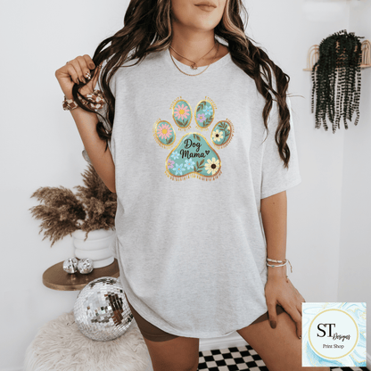Floral Dog Mama Paw Print