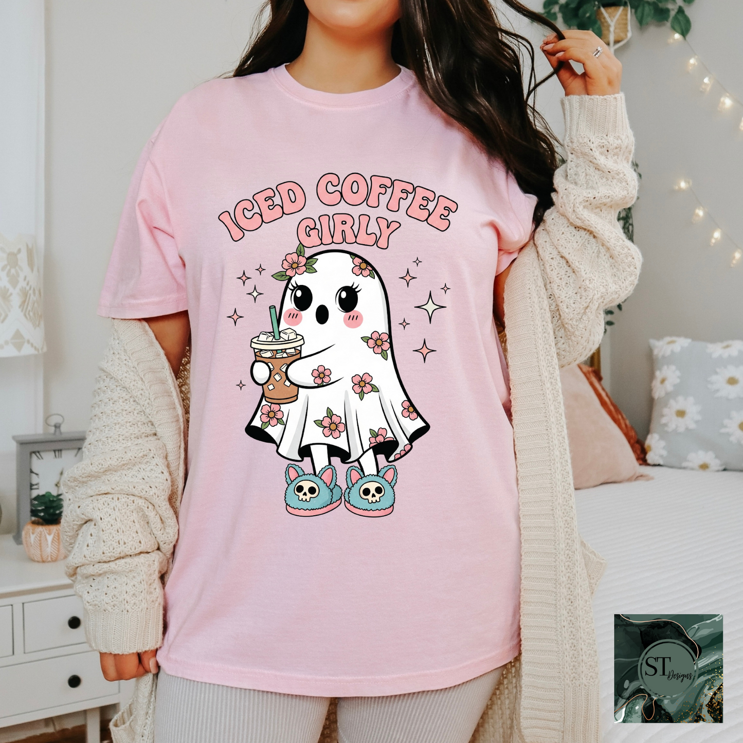 Iced Coffee Girly Ghost with slippers