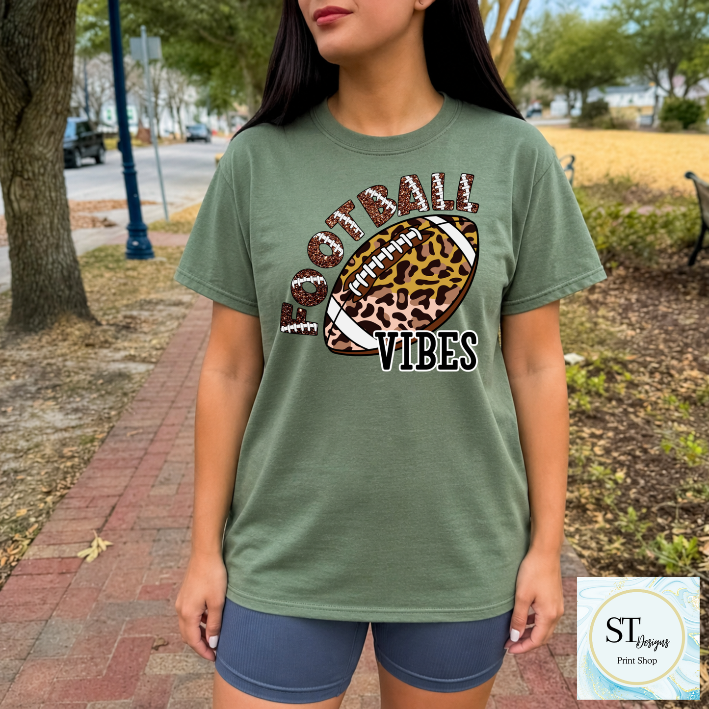 Cheetah Glitter Football Vibes