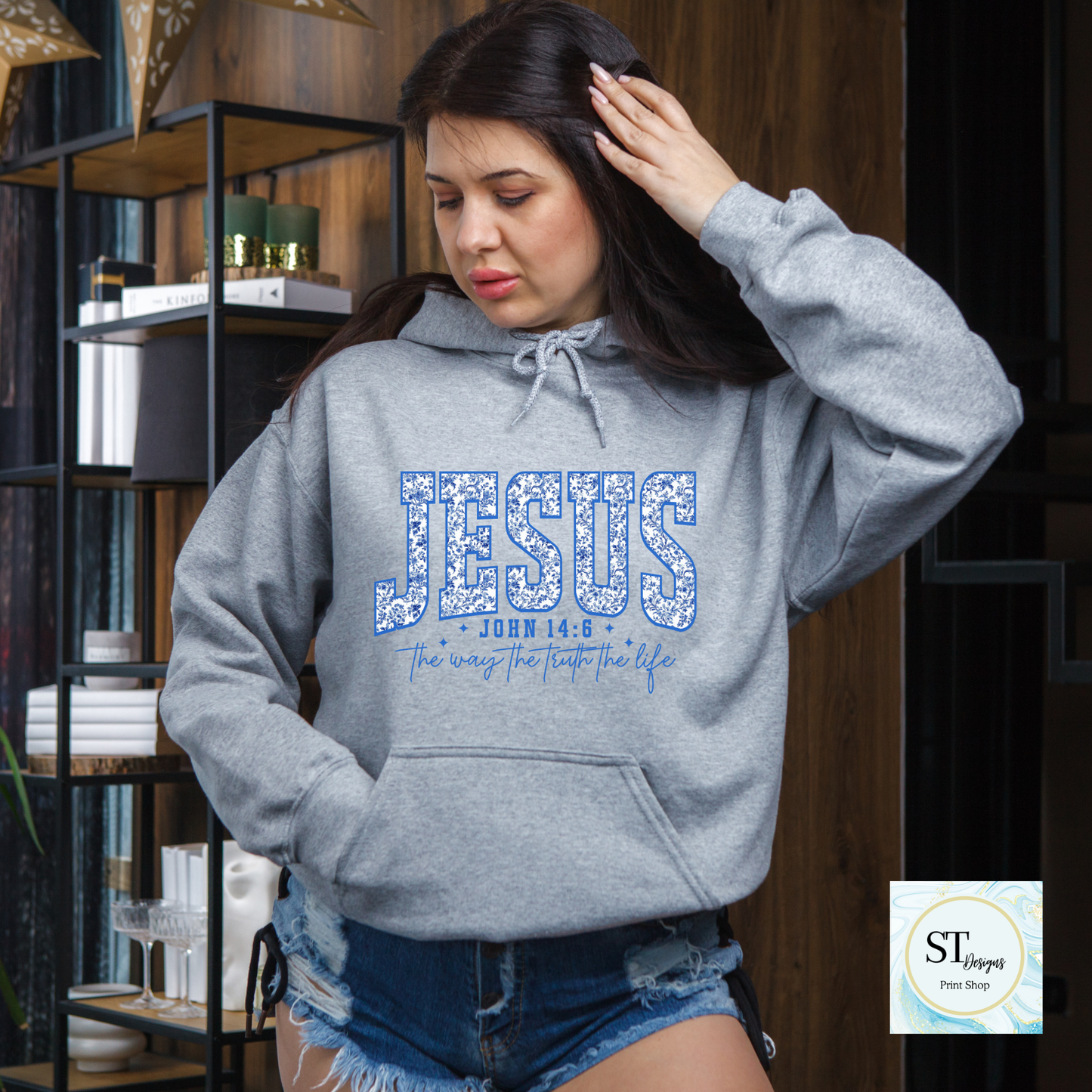 Blue Floral Jesus is the reason Sweatshirt and Joggers