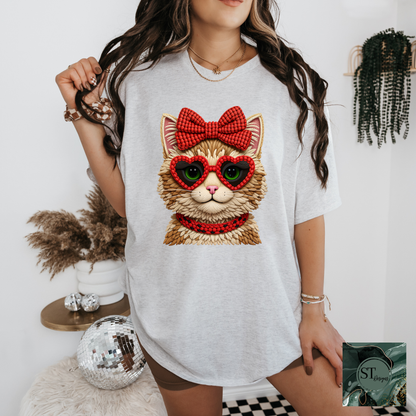 Faux Yarn Valentines Cat