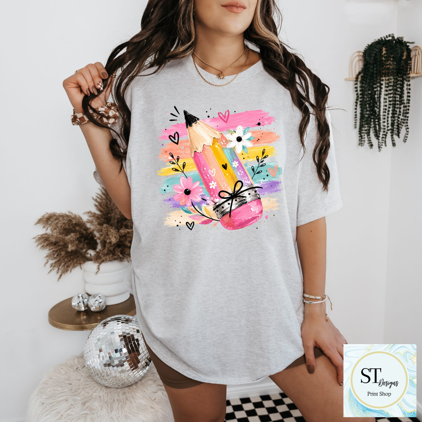 Colorful Pencil Teacher Shirt | Cute Back to School Graphic Tee | Teacher Appreciation Gift | Classroom T-Shirt