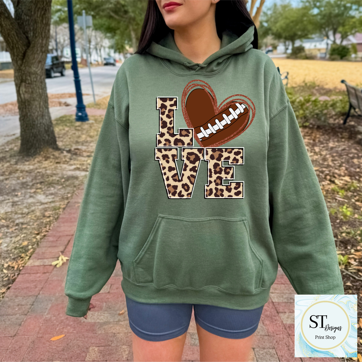 Leopard Glitter Print LOVE Football