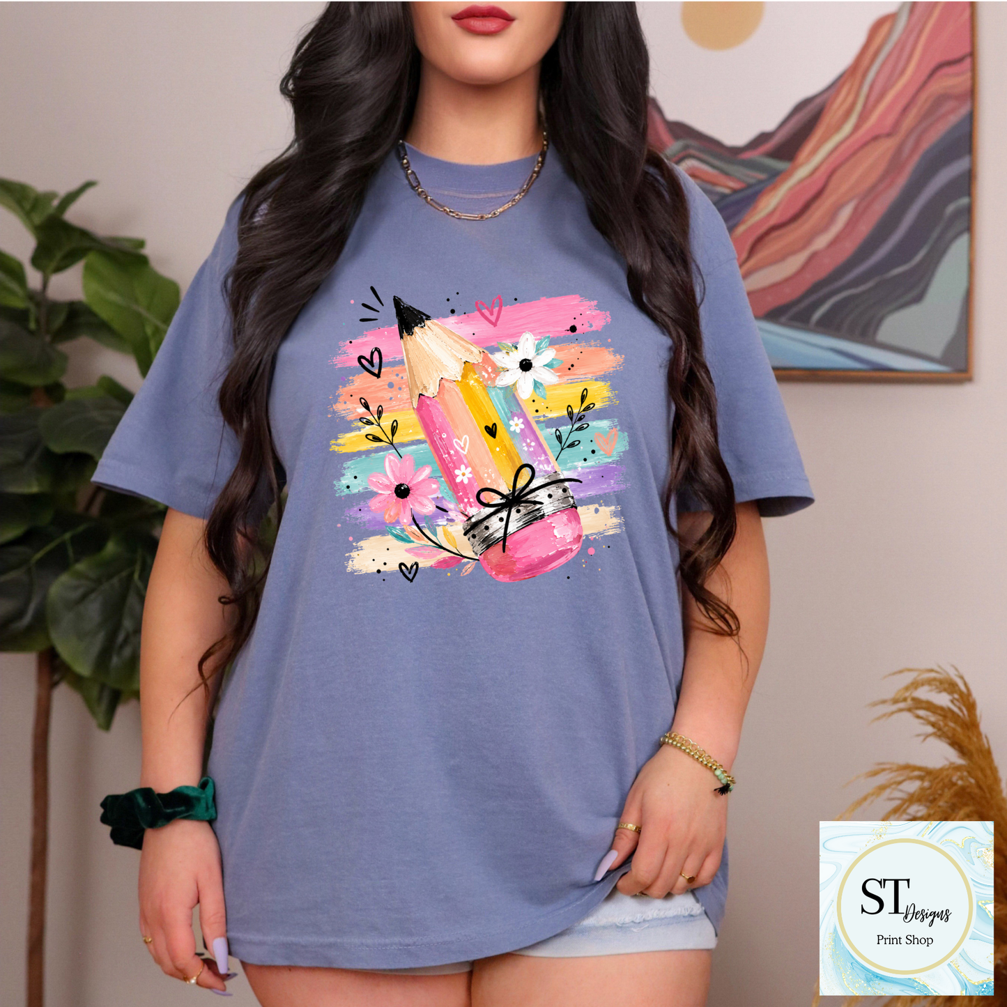 Colorful Pencil Teacher Shirt | Cute Back to School Graphic Tee | Teacher Appreciation Gift | Classroom T-Shirt